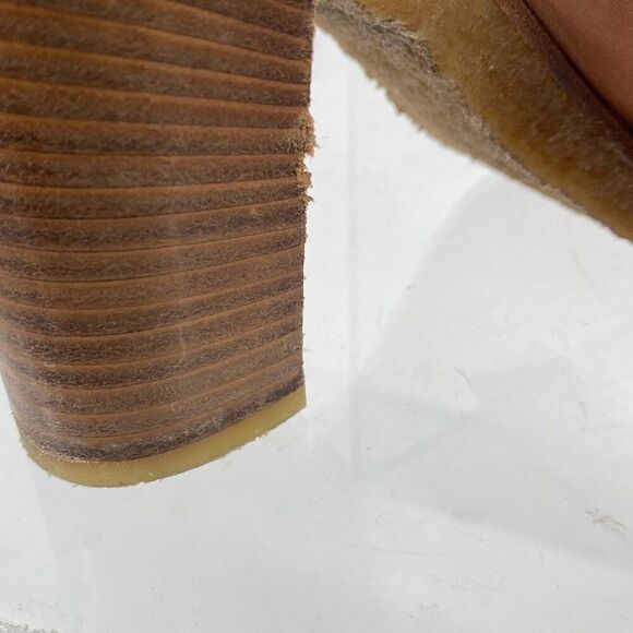 Mulberry Dorset Stacked Heel Buckle Ankle Boots Leather Cognac Size EU 38/ US 7 - Picture 11 of 16